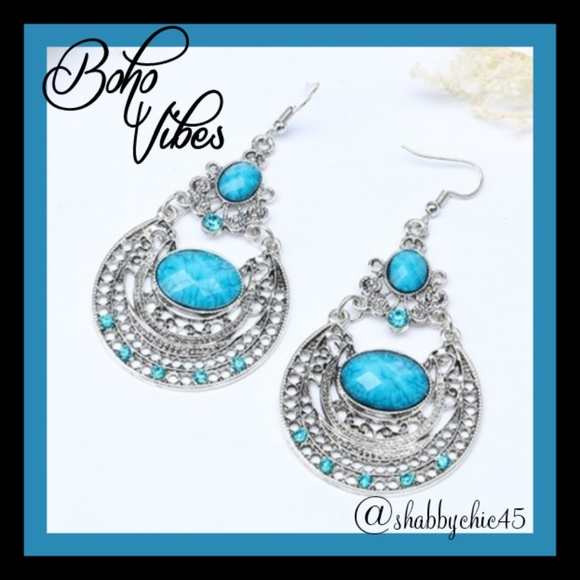 Boutique Jewelry - Boho Vibes Aqua Stone Dangle Earrings