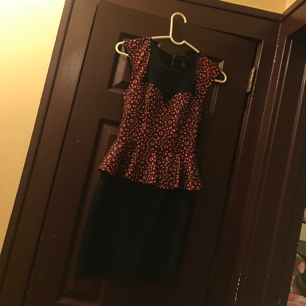 Coral and black dress