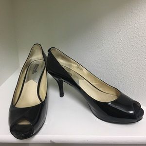 Michael Kors black peep toe pumps