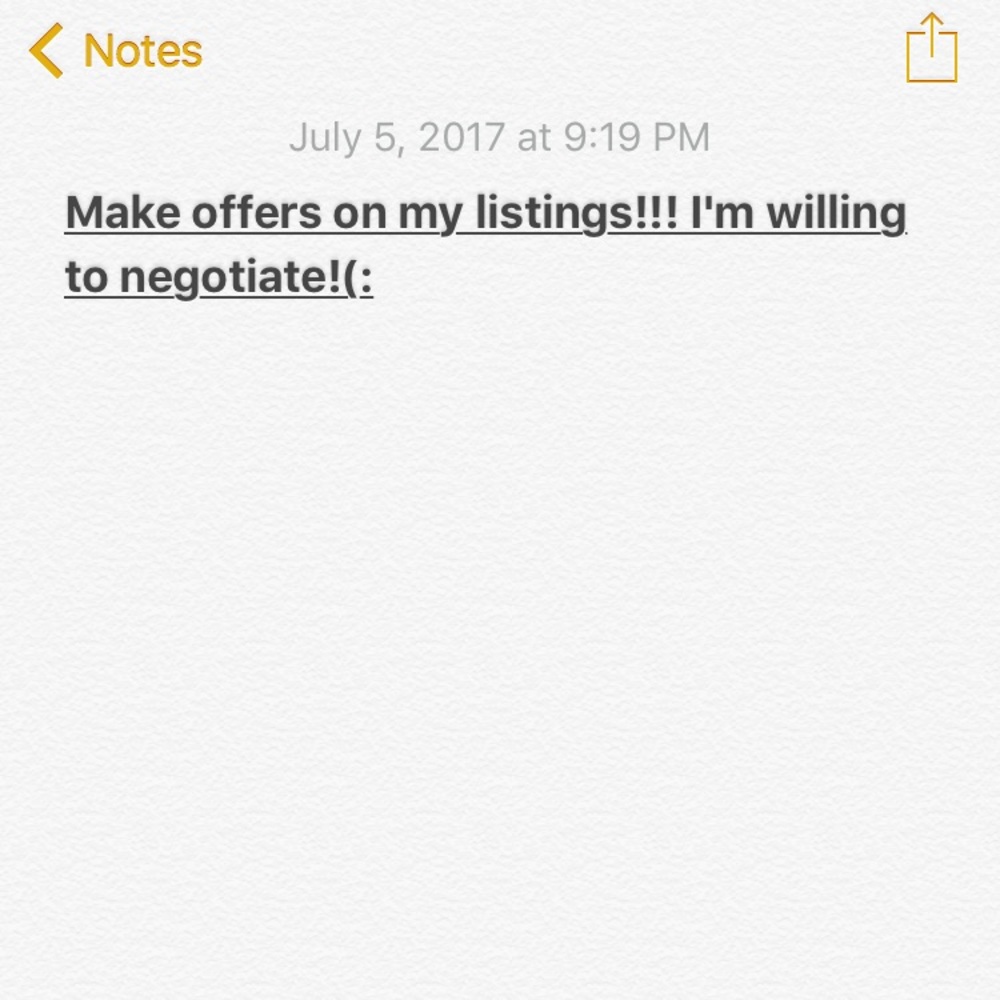Willing to negotiate! comment on my listings!!(: