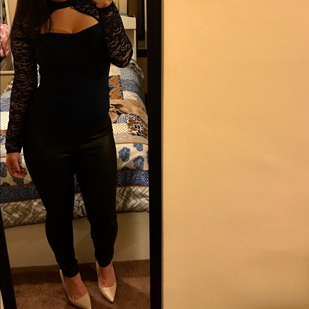 Express top leather pants and aldo heels