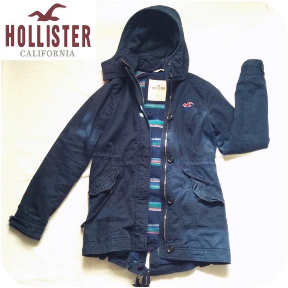 🔽$80 Hollister will Parker navy blue hoodie coat