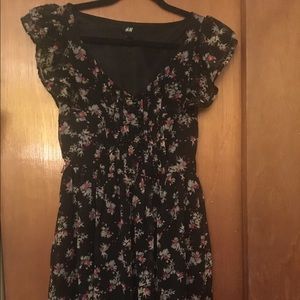 Black floral print day to night dress