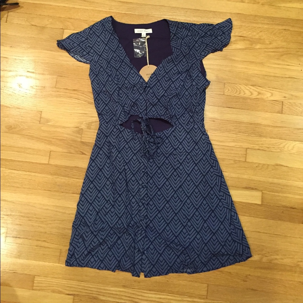 Blue cut out dress