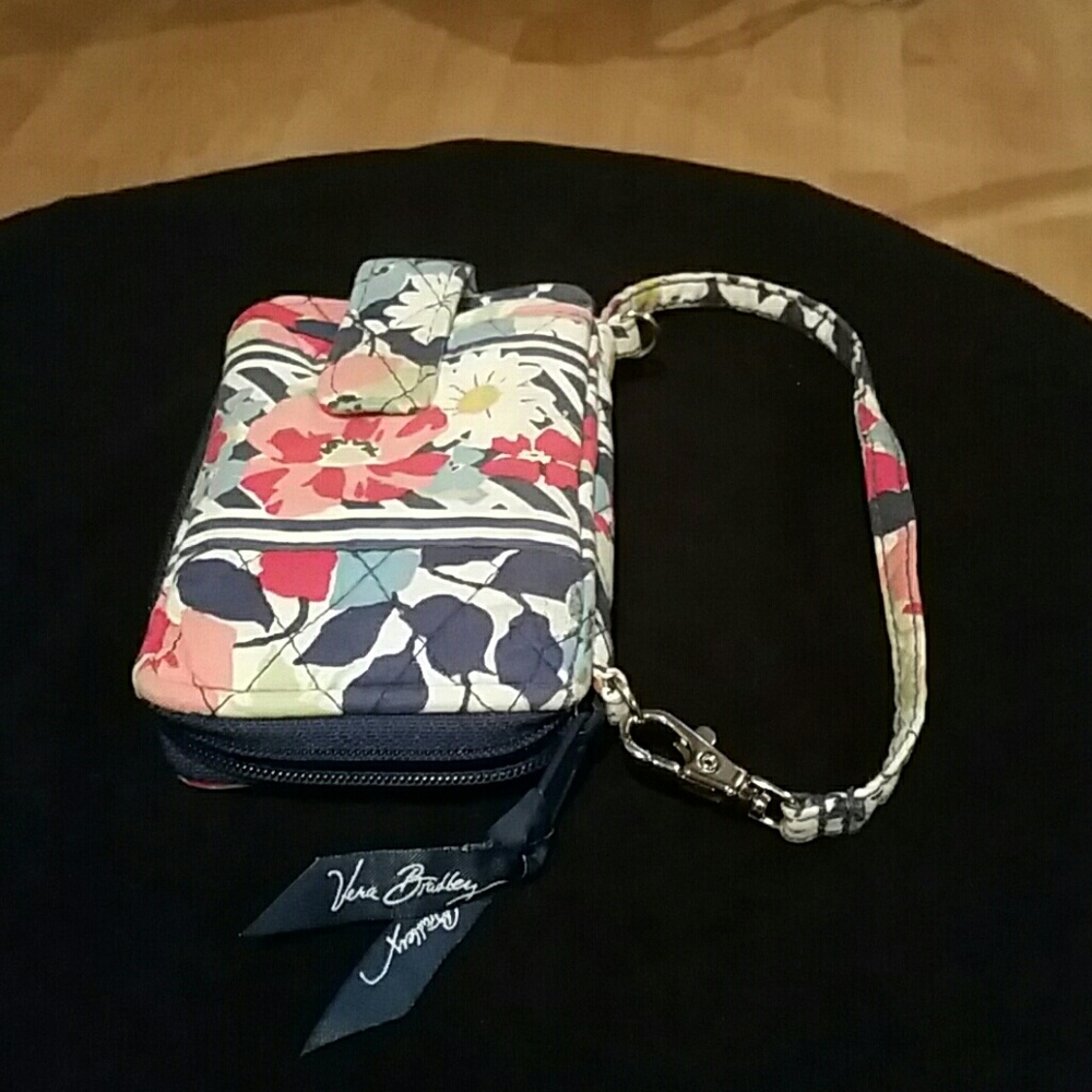 Vera Bradley red white and blue floral wristlet