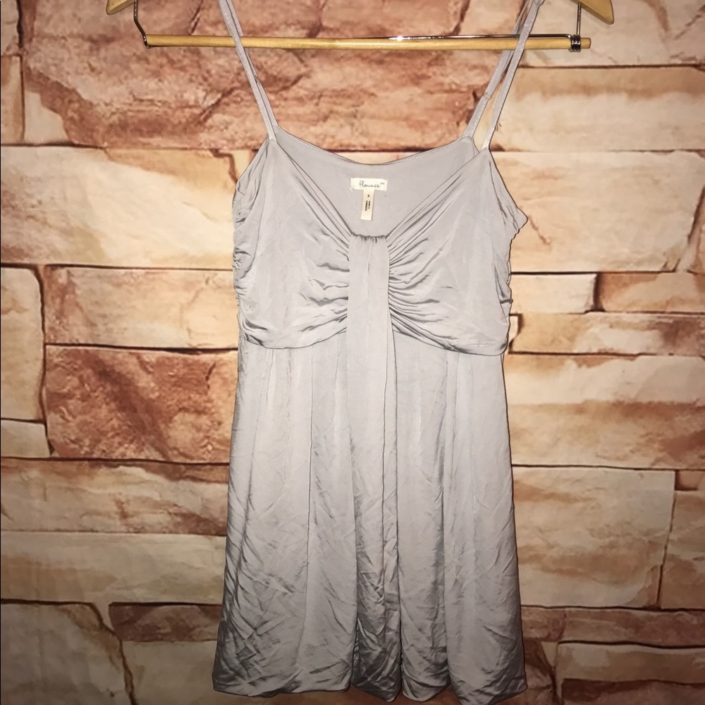 Flounce gray silver spaghetti strap top Blouse S