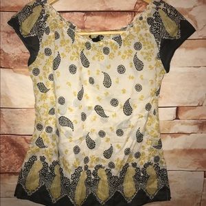 Lucky brand Peasant gypsy off shoulder paisley top