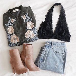 Blush suede booties