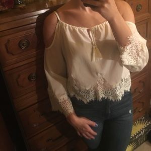 Off the shoulder lace crop top