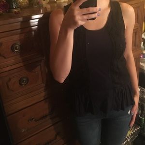 Navy blue peplum lace detailed too