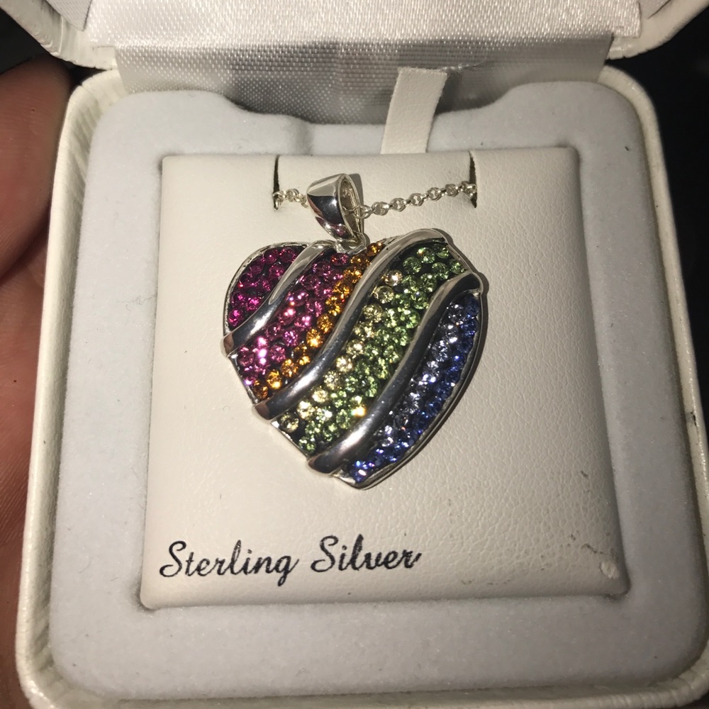Brand New Rainbow Heart Necklace