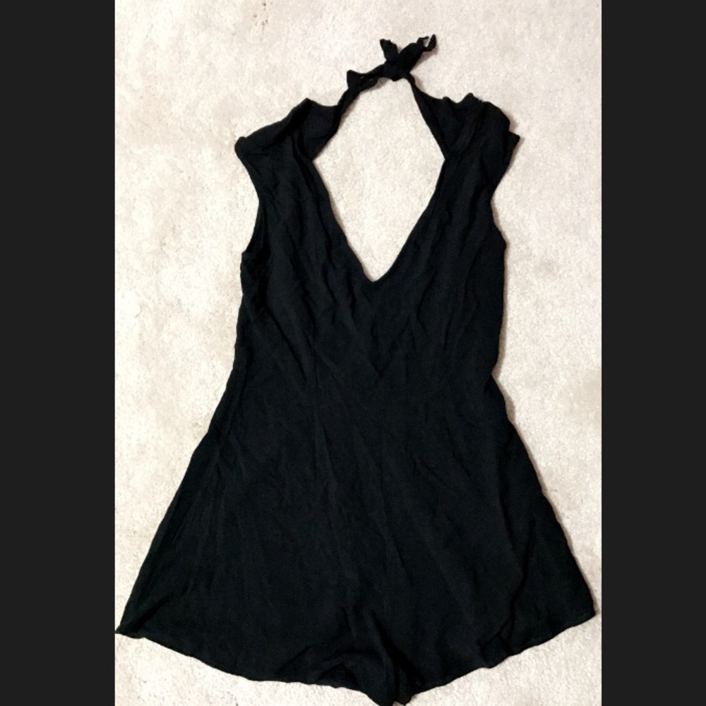 Black deep V romper