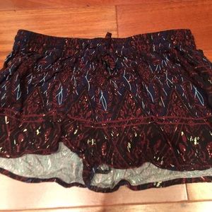 Red and black boho shorts