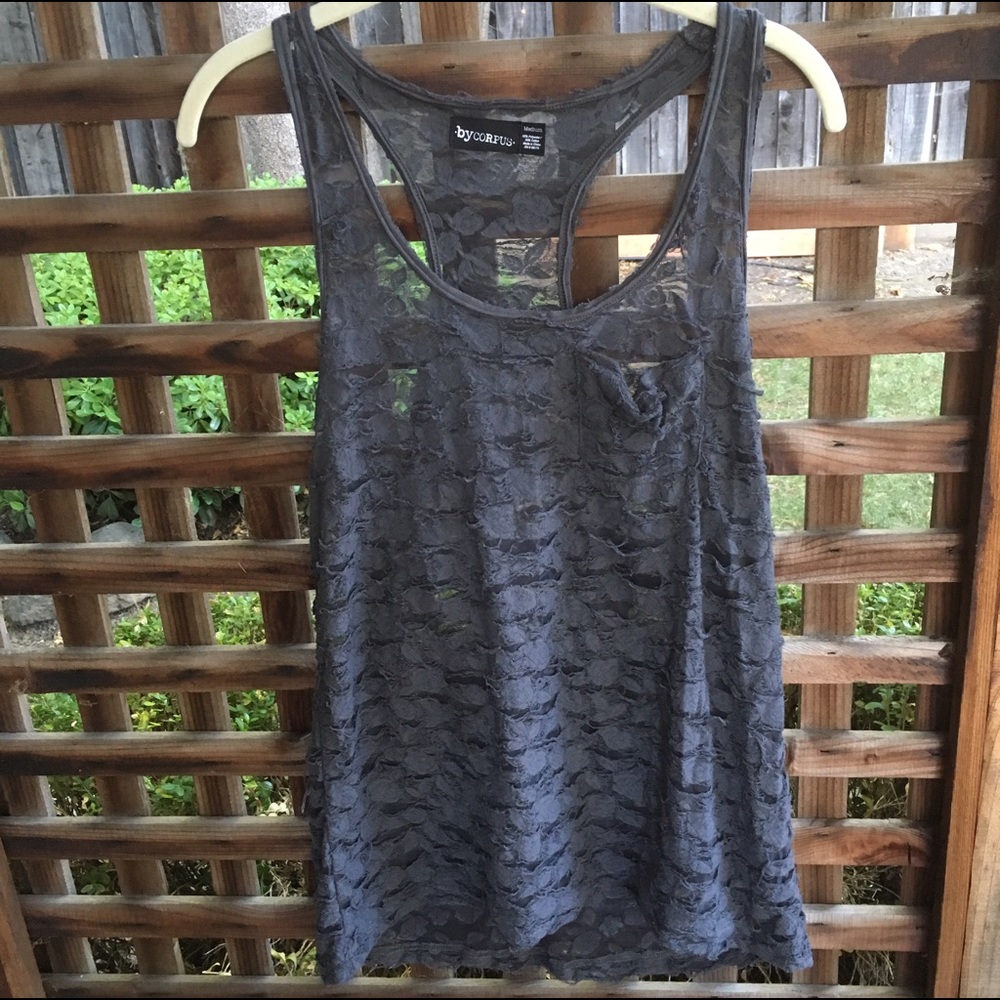 Bycorpus distressed dark grey racerback tank