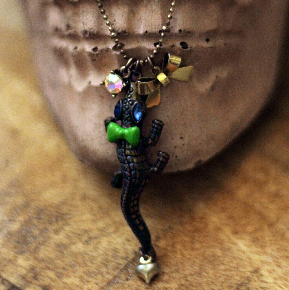 B.J. Charm lizard necklace
