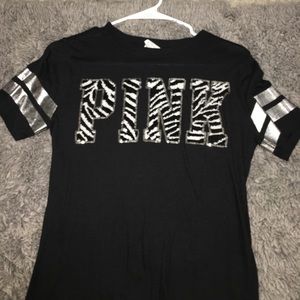 Victoria secrets pink black sleeve shirt