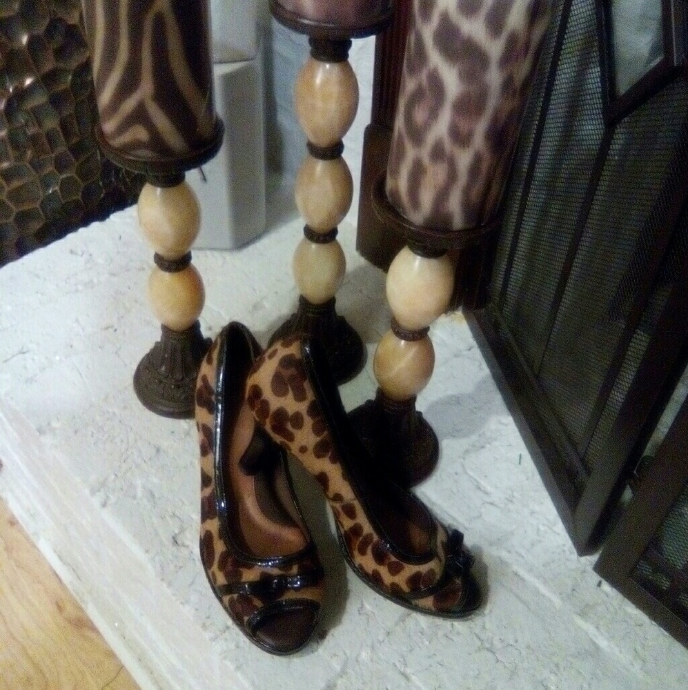Dark Brown and  tan animal print shoes