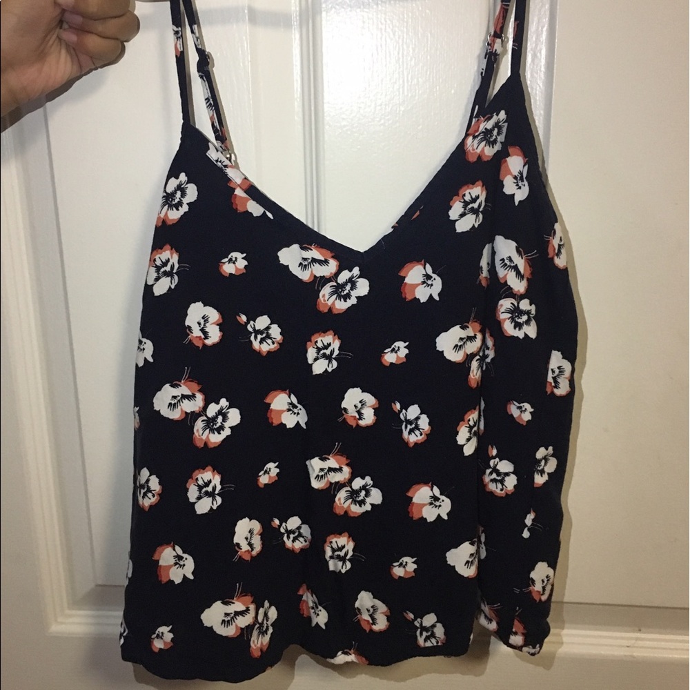 floral open back tank top