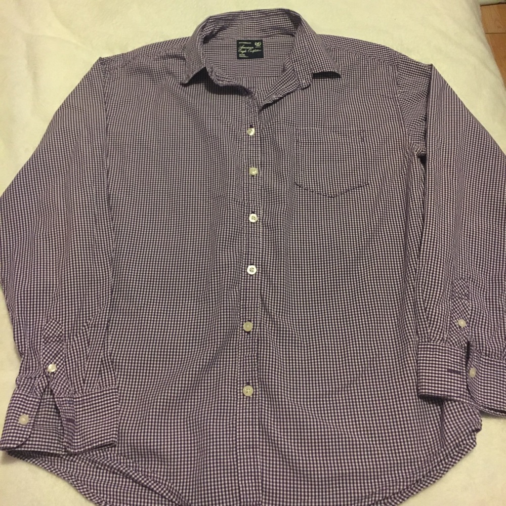 Purple Plaid AEO Long Sleeved Button Down