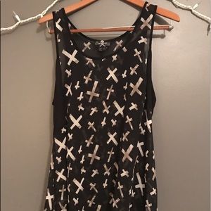 Black Swing Tank Top with Crosses