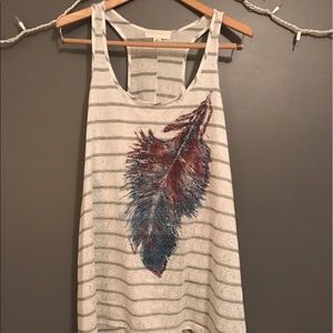 Forever21 Tank Top Tunic with Multicolor Feather