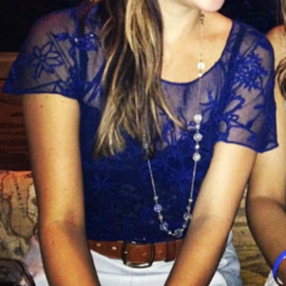Vanessa Virginia for Anthropologie Navy Lace Crop