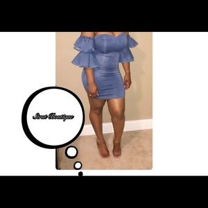 Denim blue jean ruffle dress