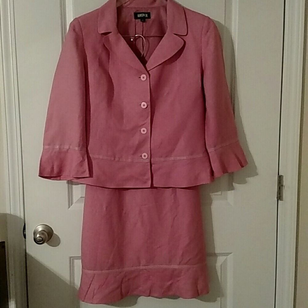 2 Piece Pink Kasper Suit (Skirt and Jacket)