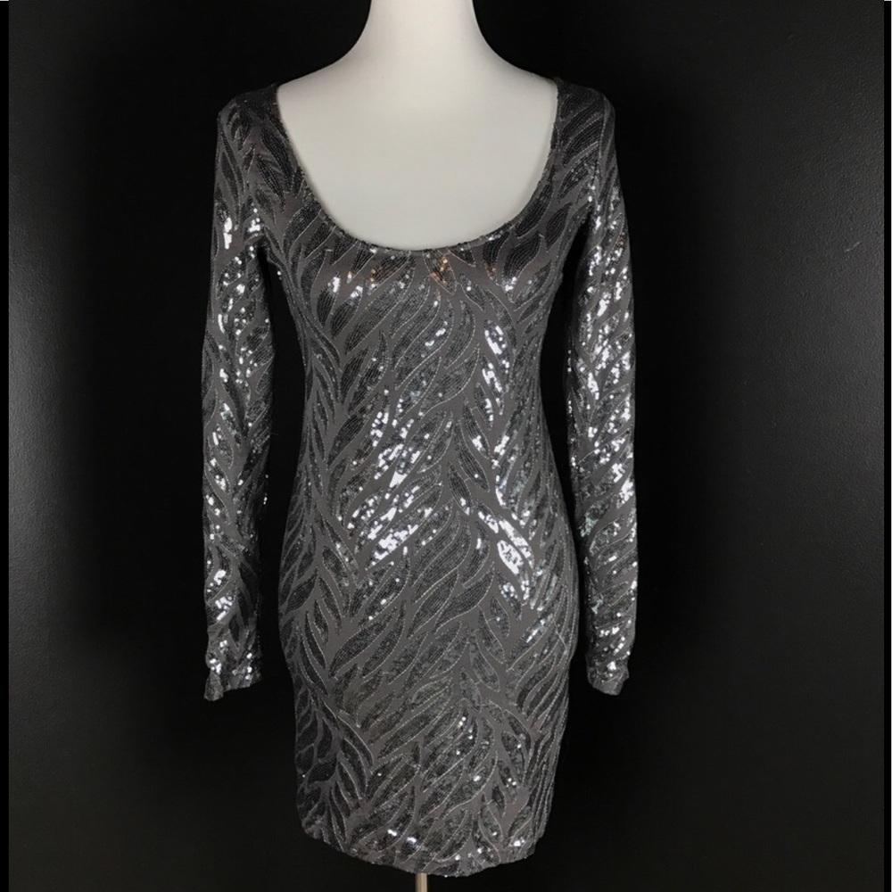 Arden B. Long Sleeve Sequined Dress
