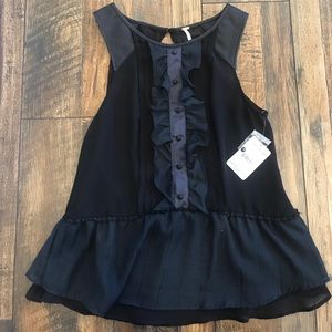 NWT Free People Chiffon Shirt with Leather Straps