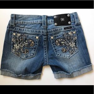 Miss Me rhinestone embellished pocket shorts jeans