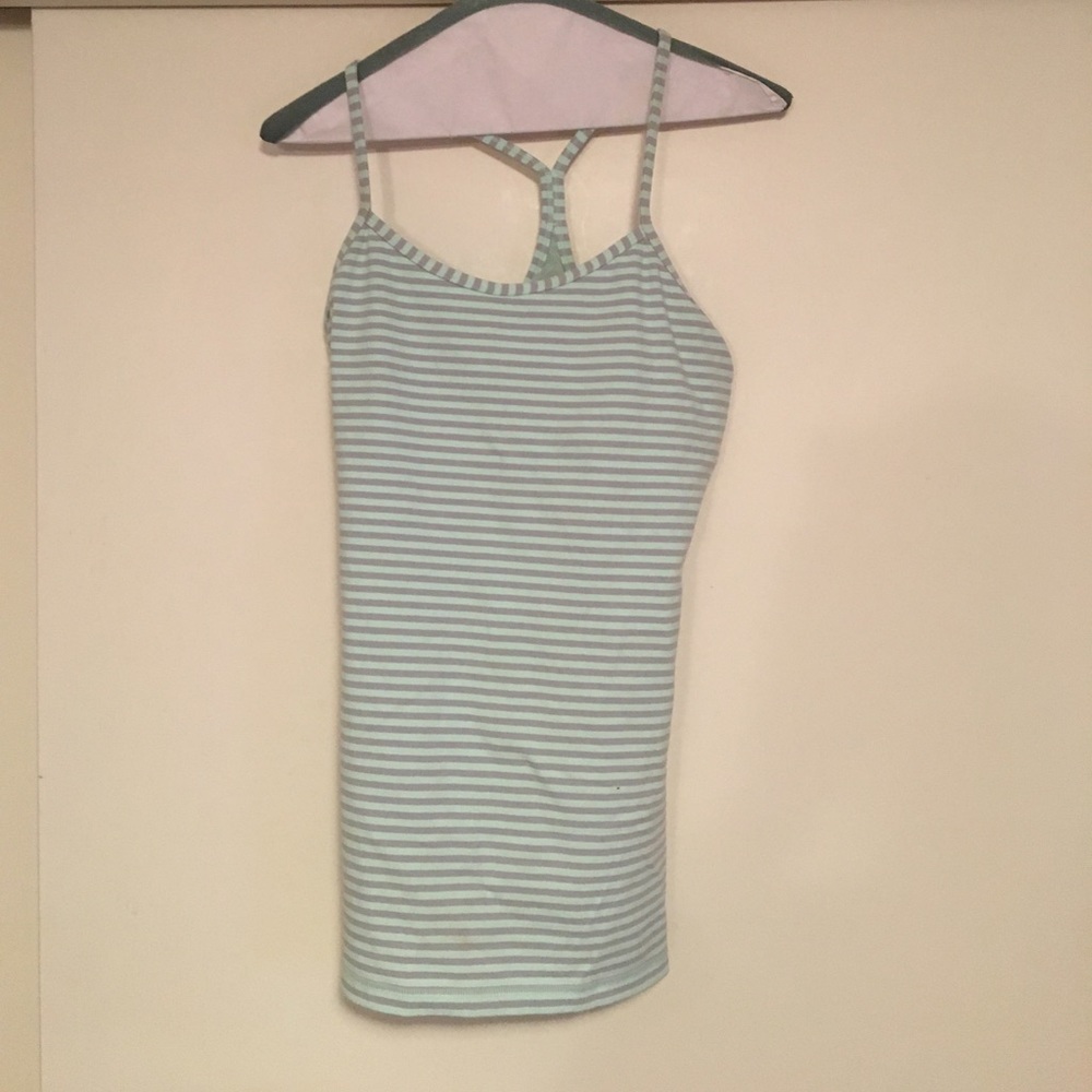 Lululemon power y tank. Mint/grey stripe