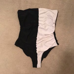 Black and White Vertical Split F21 One Piece