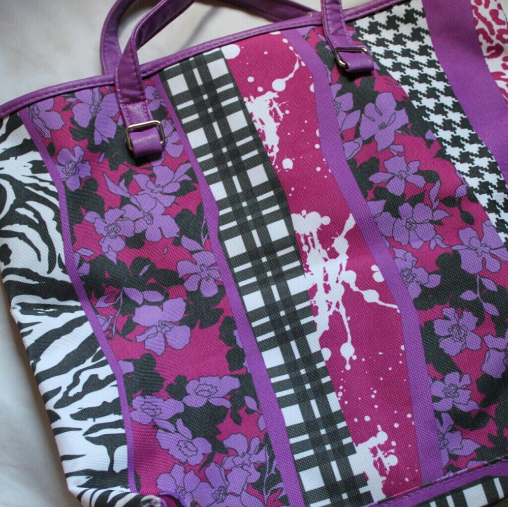 Purple Patterned Tote Bag