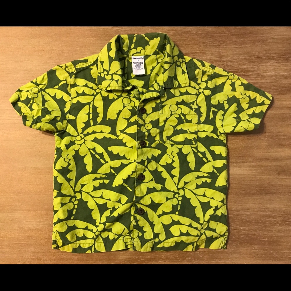 Green coconut tree button down