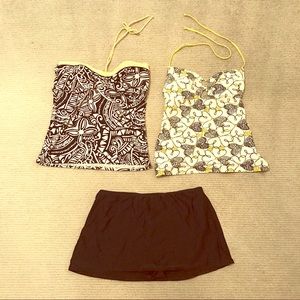 Two Tankini Tops and Skirt Bottom- Mix and Match