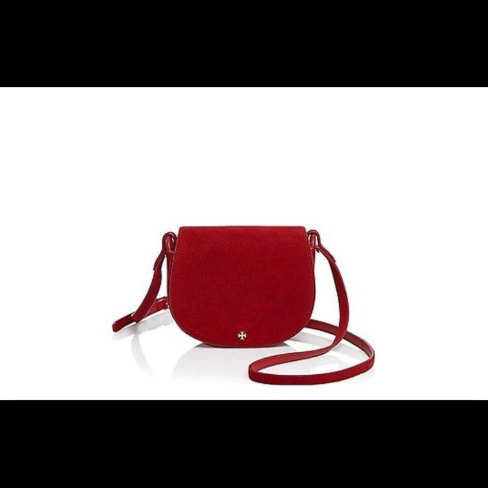 Looking for Red suede mini saddle Tory Burch