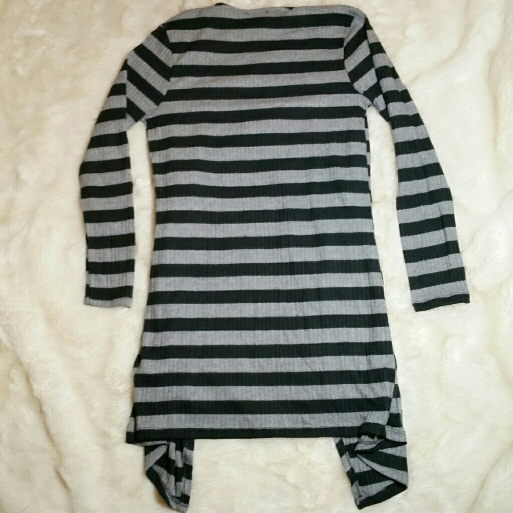 Long Open Cardigan Sweater Black Gray Small - Picture 7 of 8