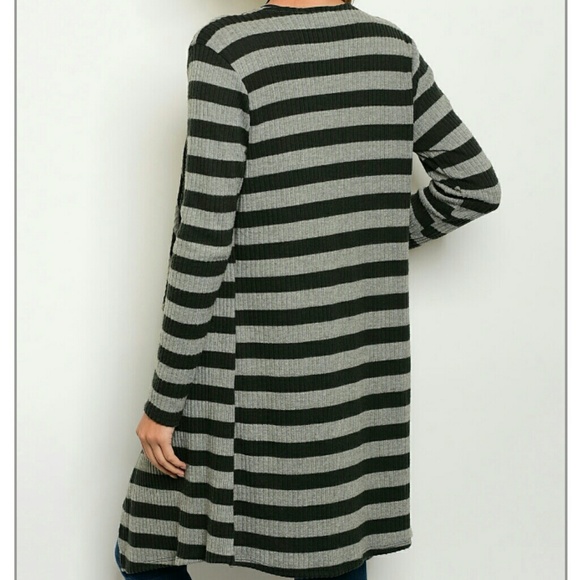 Long Open Cardigan Sweater Black Gray Small - Picture 8 of 8