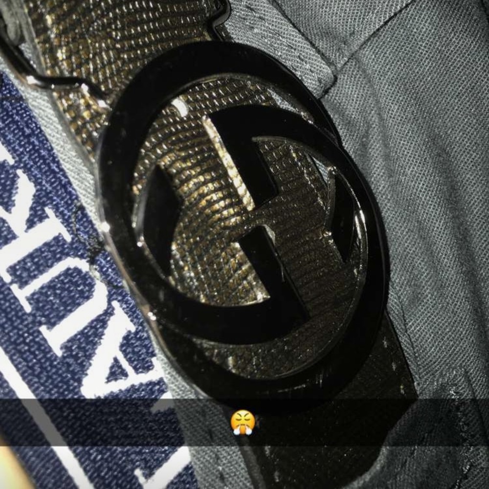 GUCCI interlocking G belt with croc skin band