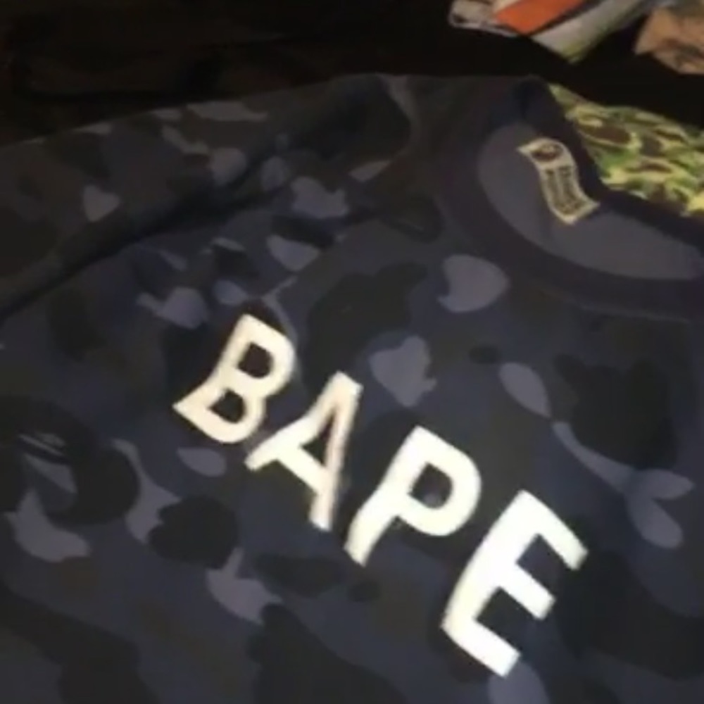 BAPE blue camo crew neck