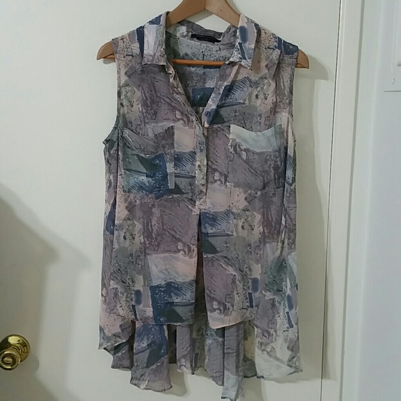 BCBGMaxAzria sleeveless high low fish tail blouse - Picture 1 of 7