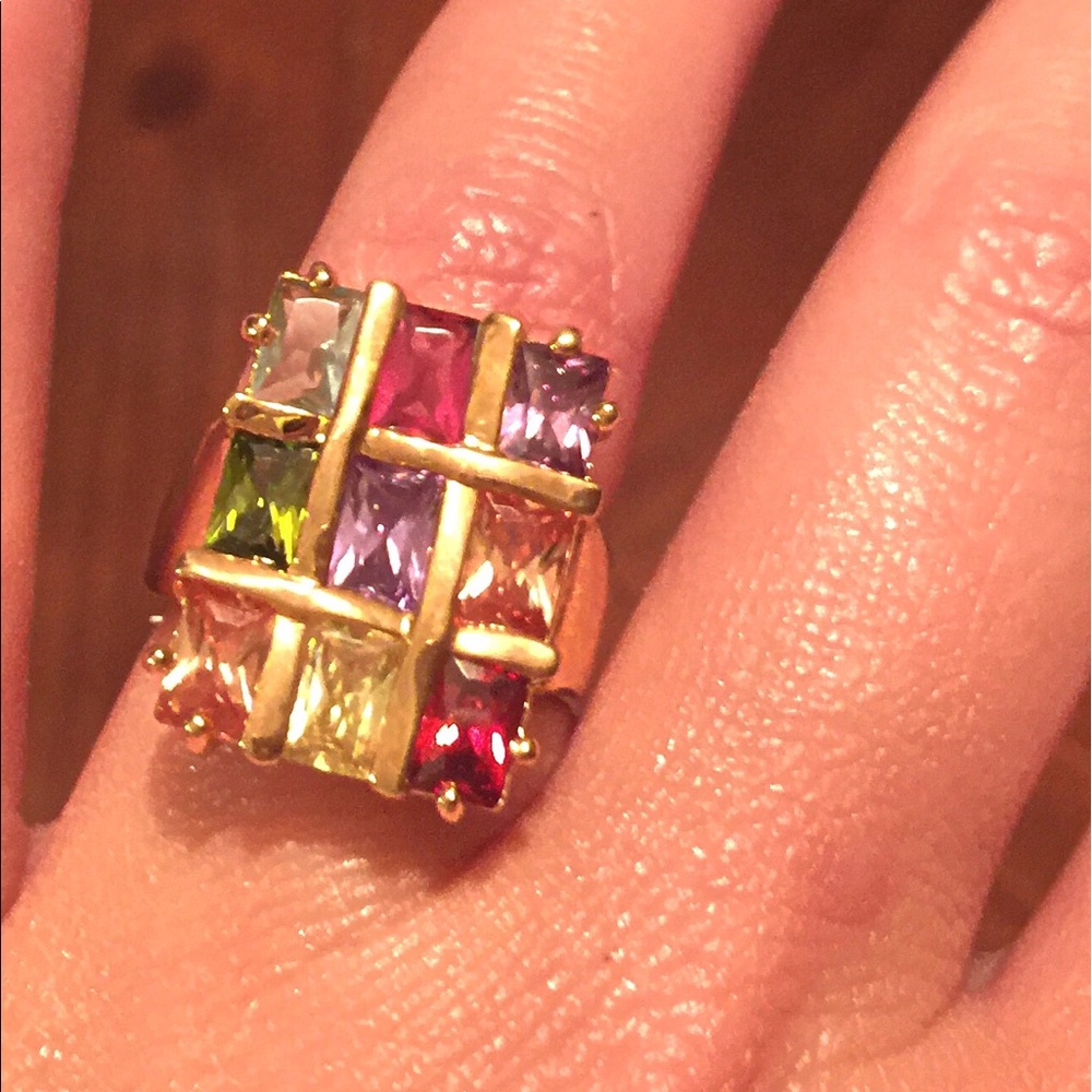 Brand New Blue Luster Gold Colorful Ring.