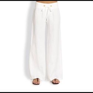 Lilly Pulitzer White Linen Beach Pants Sz Small