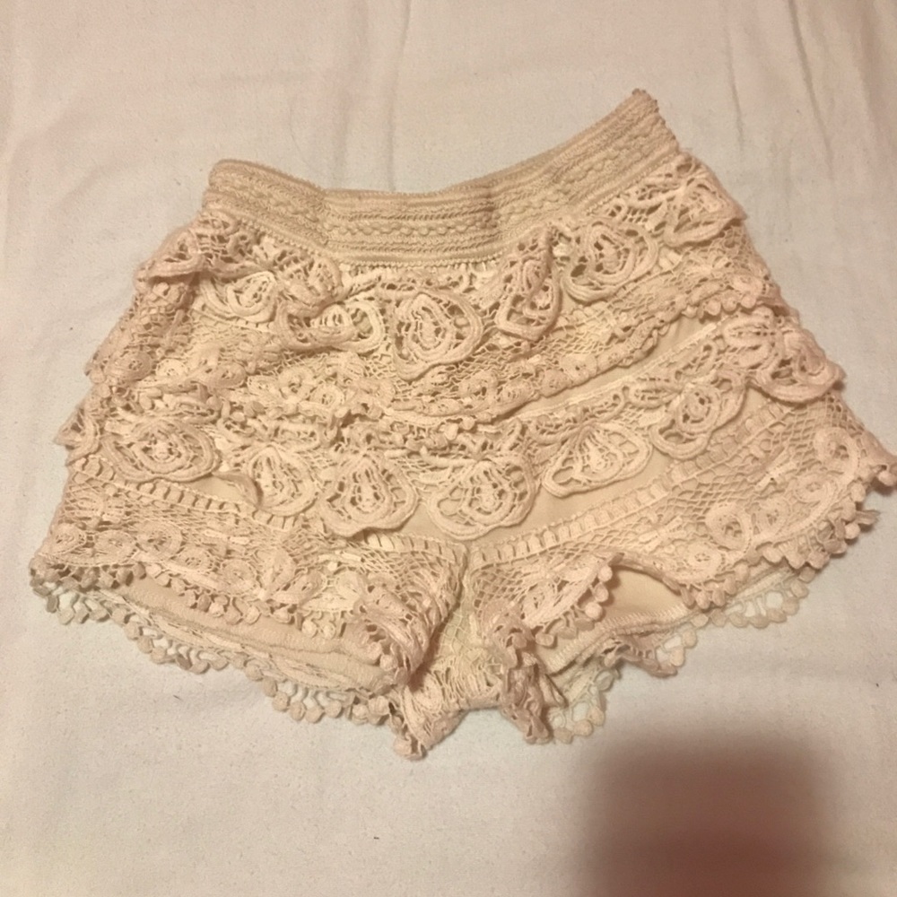 Cream Frilled Shorts