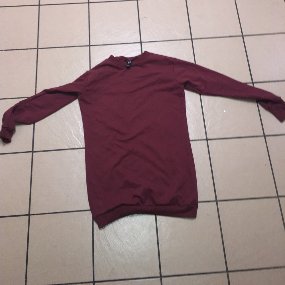 oversized long sleeve sweatshirt -- burgundy