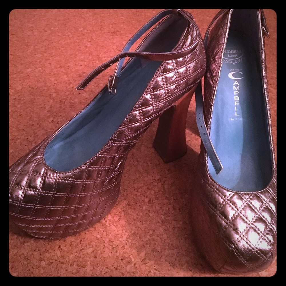 Jeffrey Campbell silver Mary Jane platform