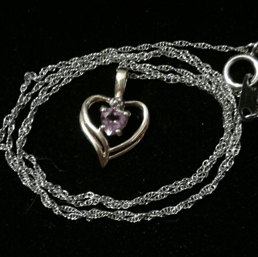 Estate Natural Amethyst/Diamond Solid 10KG 18"Nk