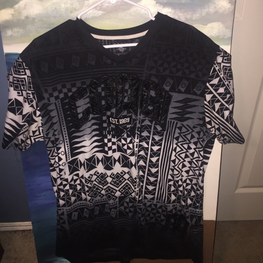 Black and gray tribal Coogi t shirt