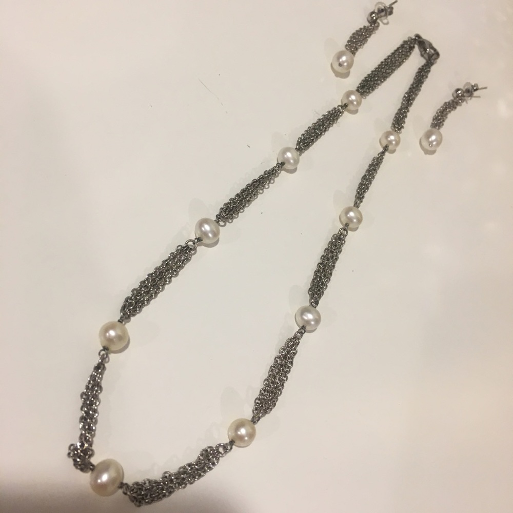 Sterling silver and pearls set